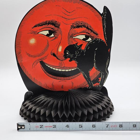 Spooky Vintage Beistle Halloween Cat & Moon Centerpiece - Fall Halloween Decor - Picture 9 of 9